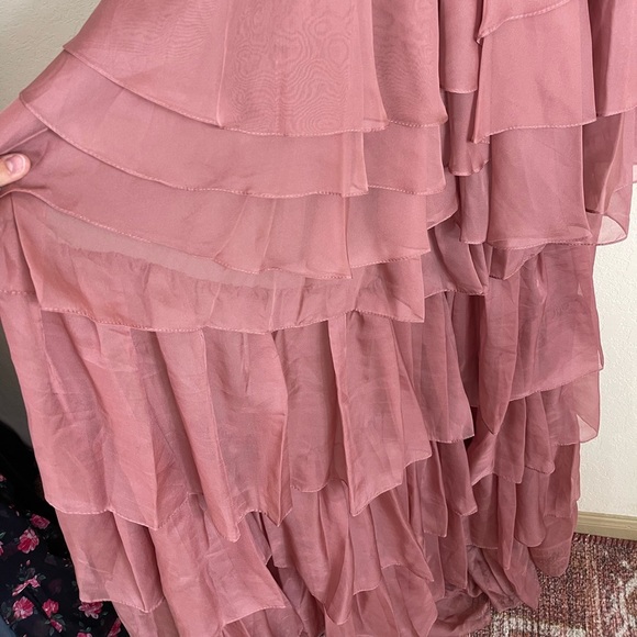 Ieena Mac Duggal Plunge Neck Ruffled Hi-Low Chiffon Gown Size 8 NWT - Picture 10 of 14